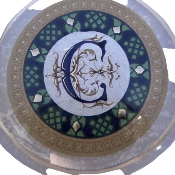 Brass Baron Glass Paperweight Monogram Initial C‎ Desk Decor Office Gift - Picture 4 of 7